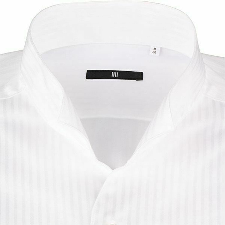 ブラックライン 【BLACK LINE】【形態安定】ハイスタンドイタリアンドレスワイシャツ/ホワイト×ドビーストライプ ホワイト系(白)