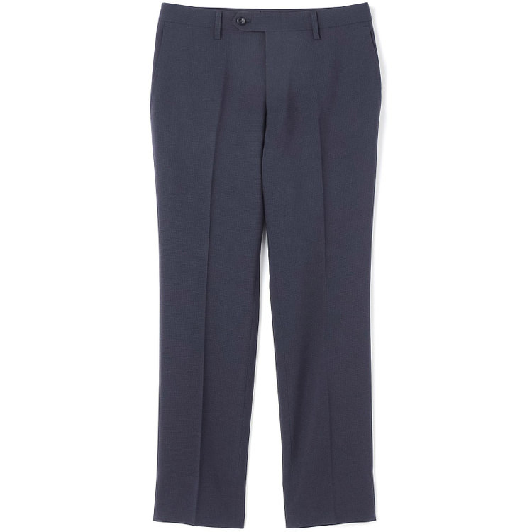 ブラックライン 【SLIM TAPERED】【年間】ウォッシャブル0タックテーパードパンツ/ネイビー×ハウンドトゥース/裾上げ済仕様 紺中間
