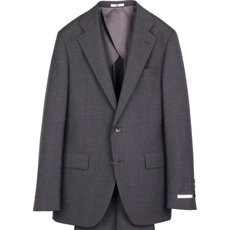 スーツセレクト 【CLASSICO TAPERED】【春夏】2釦シングルスーツ 1タック/グレー×ハウンドトゥース/ウォシャブル グレー系(灰)