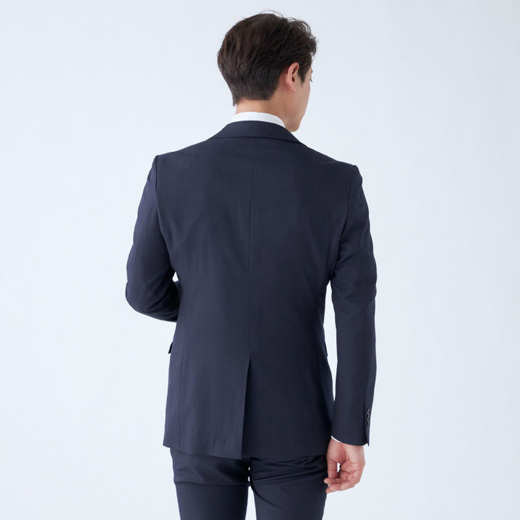 ブラックライン 【SLIM TAPERED_2】【秋冬】2釦シングルスーツ 0タック/ネイビー×ストライプ/4S/※裾上げ必要 紺濃色