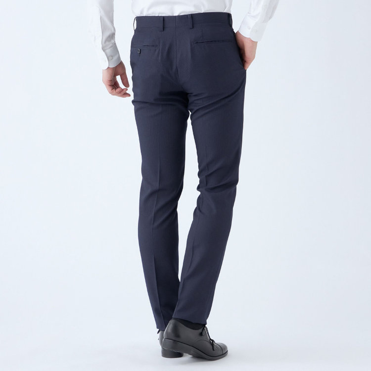 ブラックライン 【SLIM TAPERED_2】【秋冬】2釦シングルスーツ 0タック/ネイビー×ストライプ/4S/※裾上げ必要 紺濃色