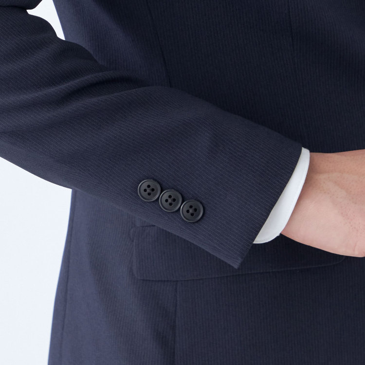 ブラックライン 【SLIM TAPERED_2】【秋冬】2釦シングルスーツ 0タック/ネイビー×ストライプ/4S/※裾上げ必要 紺濃色