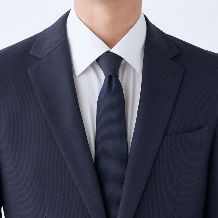 ブラックライン 【SLIM TAPERED_2】【秋冬】2釦シングルスーツ 0タック/ネイビー×ストライプ/4S/※裾上げ必要 紺濃色