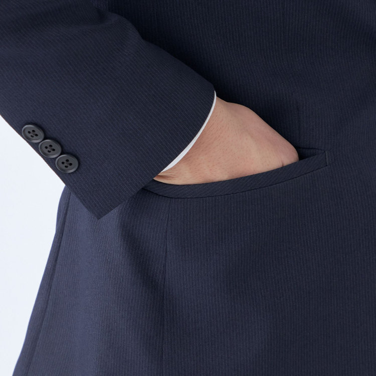 ブラックライン 【SLIM TAPERED_2】【秋冬】2釦シングルスーツ 0タック/ネイビー×ストライプ/4S/※裾上げ必要 紺濃色