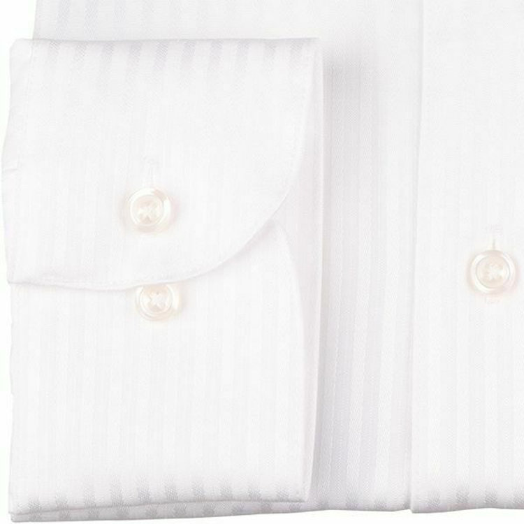 ブラックライン 【BLACK LINE】【形態安定】ハイスタンドイタリアンドレスワイシャツ/ホワイト×ドビーストライプ ホワイト系(白)