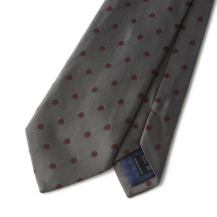ブラックライン 【BLACK LINE】シルクコットンドットネクタイ 7.5cm幅/グレー/ITALIAN FABRICS その他