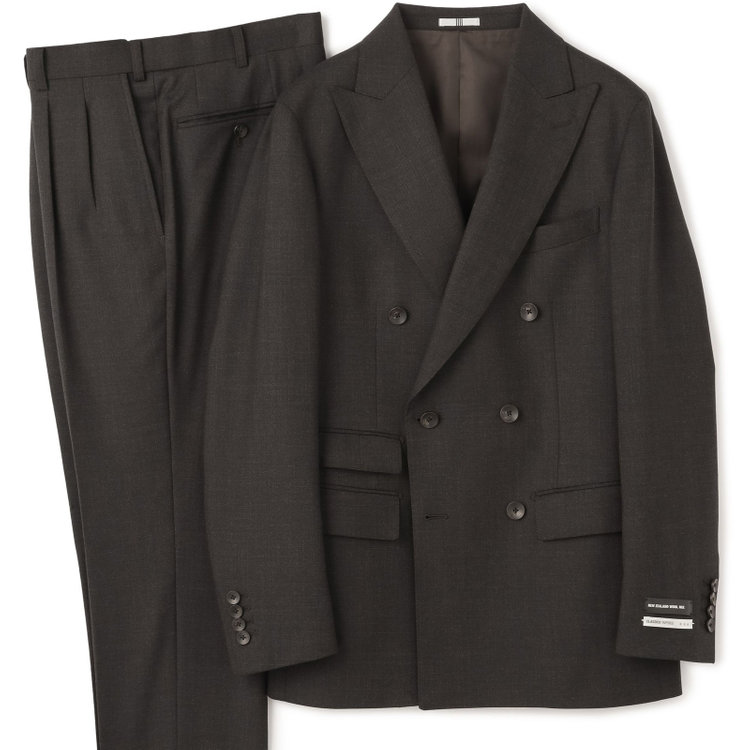 シルバーライン 【CLASSICO TAPERED】【秋冬】6釦2掛けダブルスーツ 2タック/ブラウン/ウエストムーブ/NEW ZEALAND WOOL MIX/※裾上げ必要 茶中間
