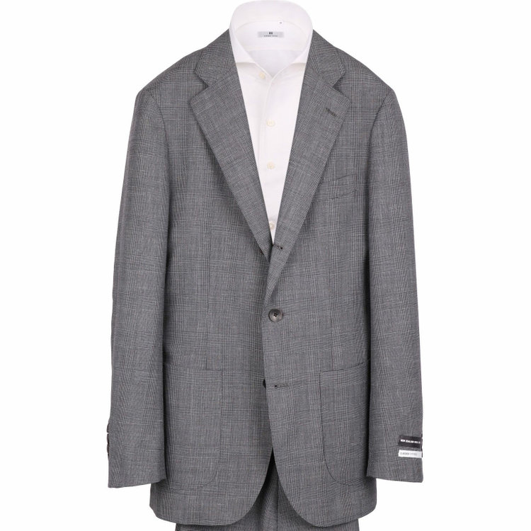 スーツセレクト 【WEB限定/OUTLET】【CLASSICO TAPERED】【春夏】3釦段返りシングルスーツ 2タック/グレー×プレイド/パッチポケット＆サイドAJ/NEW ZEALAND WOOL MIX グレー系(灰)