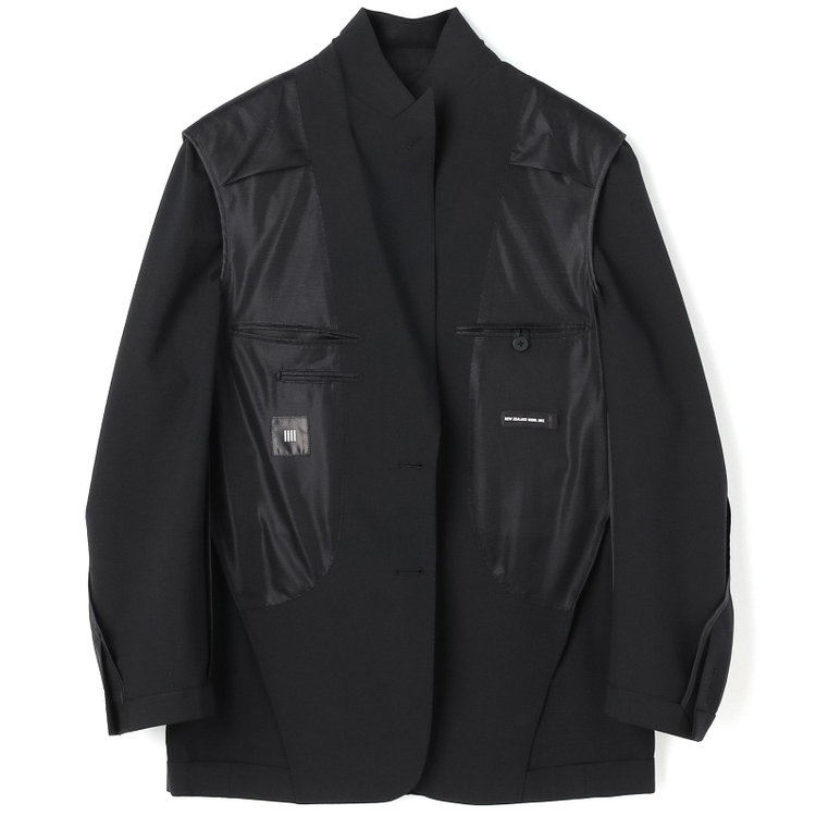 ソノタ 【BLACK LINE】【春夏】2釦シングルジャケット/ブラック×シアサッカー/NEW ZEALAND WOOL MIX Super100’s 黒