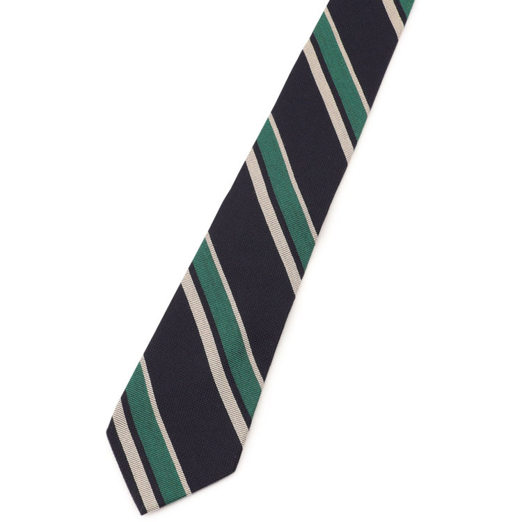 シルバーライン 【SL】ウールシルクストライプネクタイ 8.5cm幅/ネイビー×グリーン×ベージュ/Finest fabrics by COMO ITALY その他