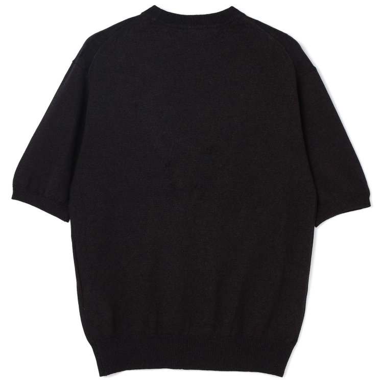 スーツセレクト 【RBC】【半袖】和紙コットンブレンドクルーネックニットシャツ/ブラック 黒