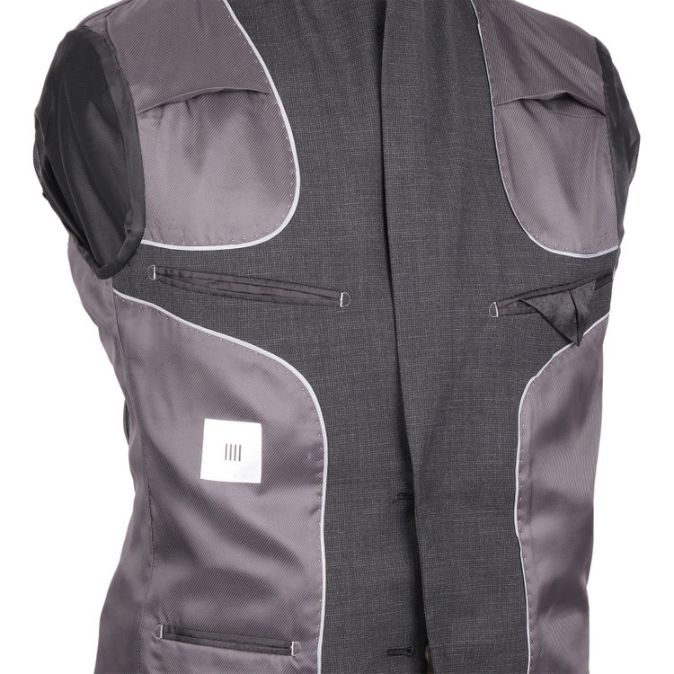 スーツセレクト 【CLASSICO TAPERED】【春夏】2釦シングルスーツ 1タック/グレー×ハウンドトゥース/ウォシャブル グレー系(灰)