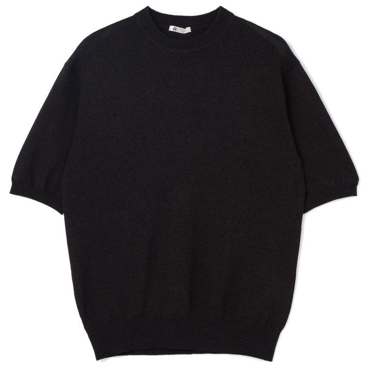 スーツセレクト 【RBC】【半袖】和紙コットンブレンドクルーネックニットシャツ/ブラック 黒