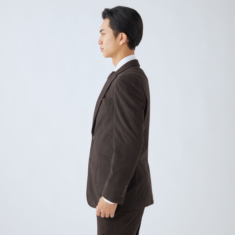 シルバーライン 【CLASSICO TAPERED】【秋冬】2釦ジャケット/ブラウン×コーデュロイ/パッチポケット/4S SUSTAINABILITY&ECOLOGY FABRIC 茶濃色
