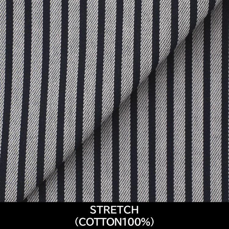 スーツセレクト 【国内縫製】【パターンオーダー】ワイシャツ/グレー×ストライプ/ストレッチ素材(COTTON100%) グレー系(灰)