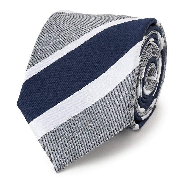 ブラックライン 【BLACK LINE】ポリエステルストライプネクタイ 7.5cm幅/グレー×ネイビー×ホワイト/ウォッシャブル その他