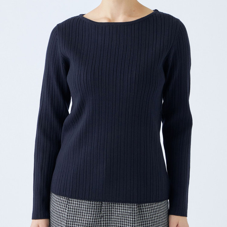 シルバーライン 【SL】【秋冬】 ボートネック ニットセーター/ネイビー/マシンウォッシャブル 紺中間