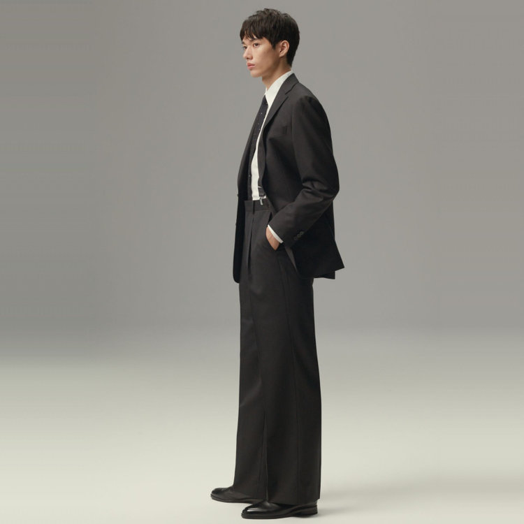 ソノタ 【BLACK LINE】2釦シングルジャケット/ダークグレー/NEW ZEALAND WOOL MIX グレー濃色