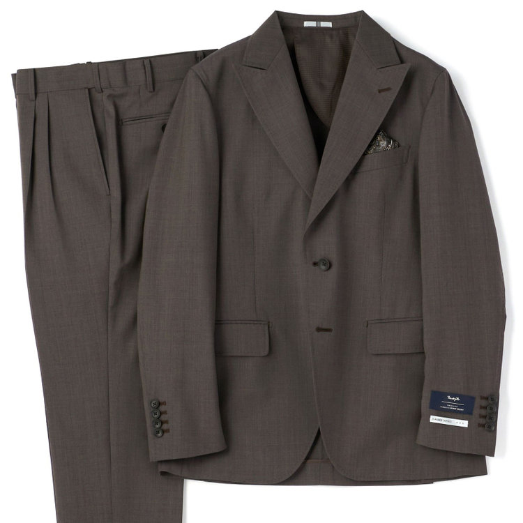 シルバーライン 【CLASSICO TAPERED】【春夏】2釦ピークドラペルスーツ 2タック/ブラウン/MARZOTTO/※裾上げ必要 茶濃色