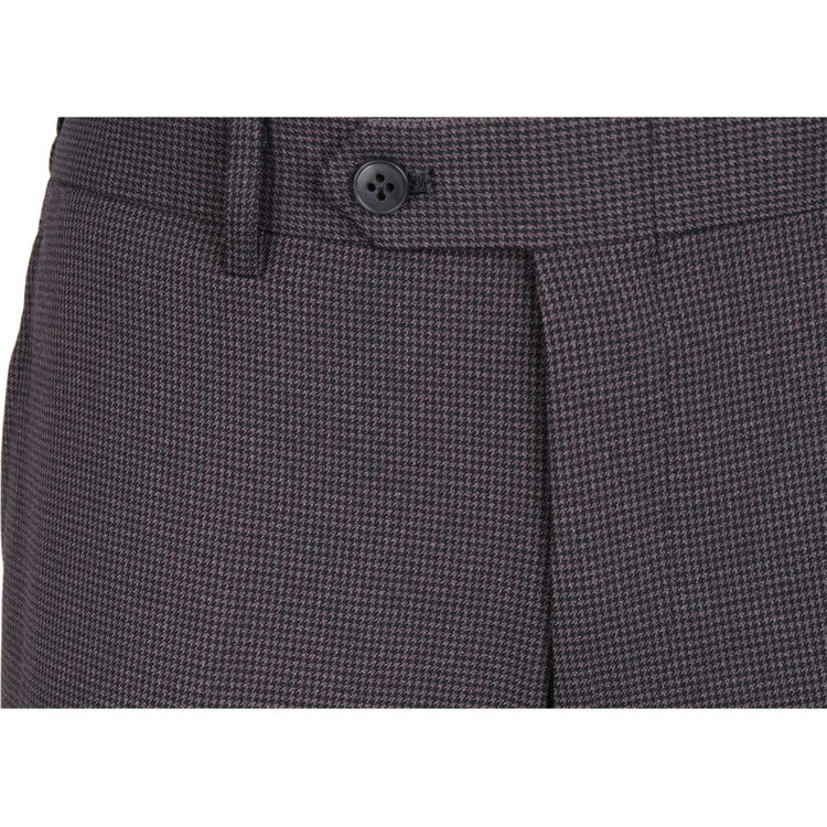 スーツセレクト 【SLIM TAPERED】【秋冬】4S 0タックテーパードパンツ/グレー＆ブラック×ハウンドトゥース/ウエストシャーリング/ウォッシャブル グレー系(灰)