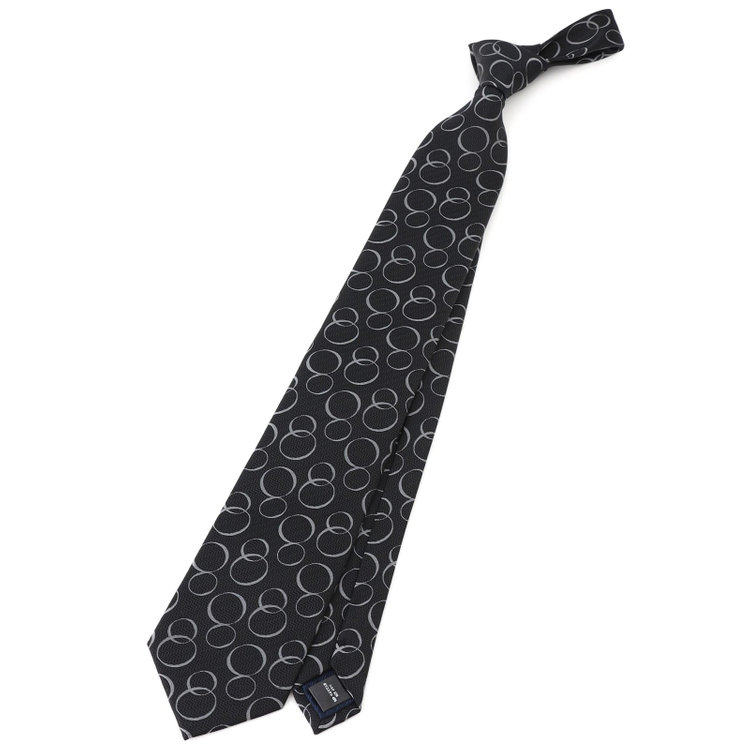 シルバーライン 【SILVER LINE】シルクブレンド小紋ネクタイ 8.0cm幅/ブラック その他