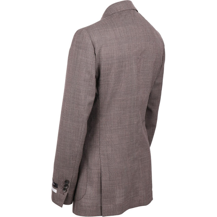 スーツセレクト 【WEB限定/OUTLET】【CLASSICO TAPERED】【春夏】3釦段返りシングルスーツ 2タック/ブラウン×プレイド/パッチポケット＆サイドAJ/NEW ZEALAND WOOL MIX ブラウン系(茶)