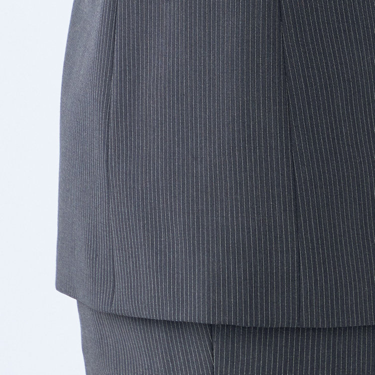 ブラックライン 【KSW】【春夏】スペアパンツ付き/2釦シングルスーツ 0タック/グレー×ストライプ/※裾上げ必要 グレー中間