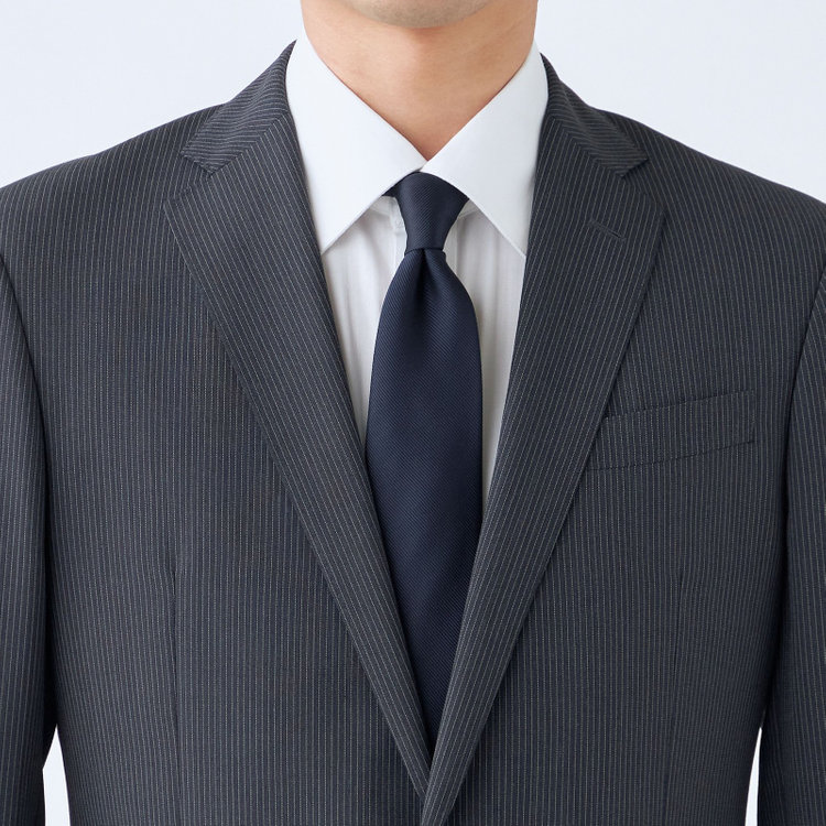 ブラックライン 【KSW】【春夏】スペアパンツ付き/2釦シングルスーツ 0タック/グレー×ストライプ/※裾上げ必要 グレー中間