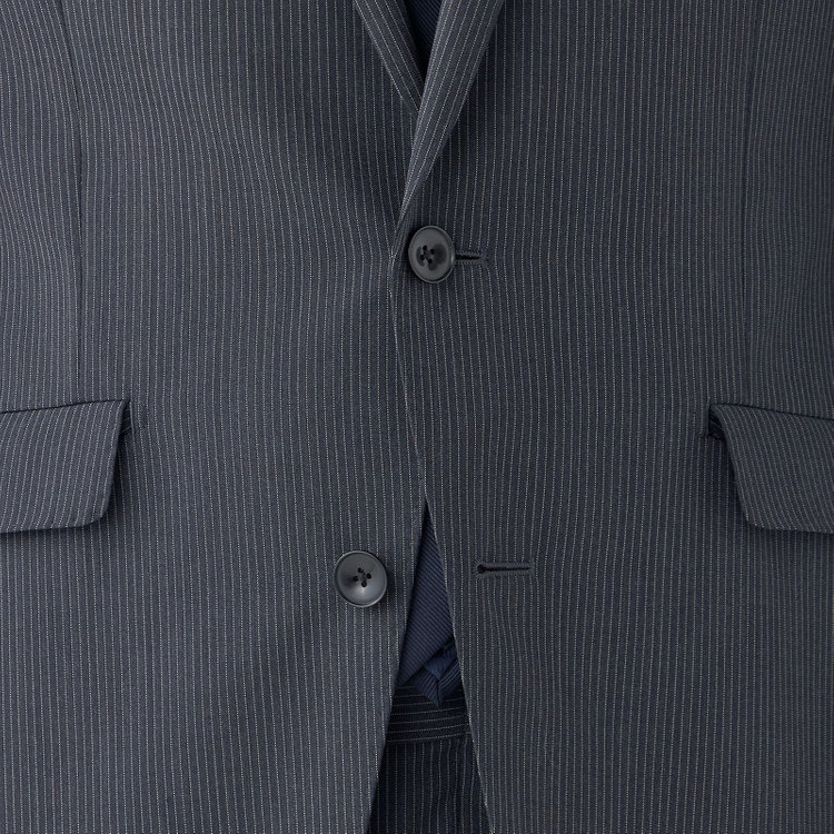 ブラックライン 【KSW】【春夏】スペアパンツ付き/2釦シングルスーツ 0タック/グレー×ストライプ/※裾上げ必要 グレー中間