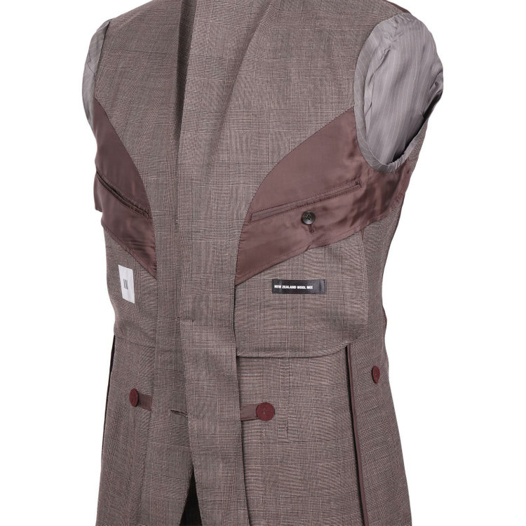 スーツセレクト 【WEB限定/OUTLET】【CLASSICO TAPERED】【春夏】3釦段返りシングルスーツ 2タック/ブラウン×プレイド/パッチポケット＆サイドAJ/NEW ZEALAND WOOL MIX ブラウン系(茶)