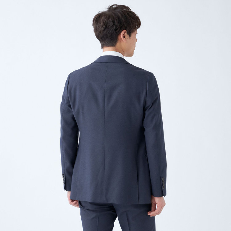 スーツセレクト 【発送在庫あり】【CLASSICO TAPERED】【秋冬】2釦シングルスリーピーススーツ 1タック/ネイビー/ウエストムーブ/4S SUSTAINABILITY&ECOLOGY FABRIC/※パンツ裾上げ済仕様 紺中間