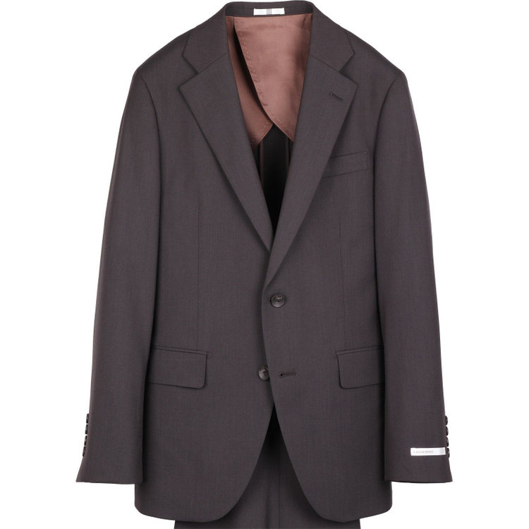 スーツセレクト 【発送在庫あり】【CLASSICO TAPERED】【春夏】2釦シングルスーツ 1タック/ブラウン×ソリッド/ウォシャブル ブラウン系(茶)