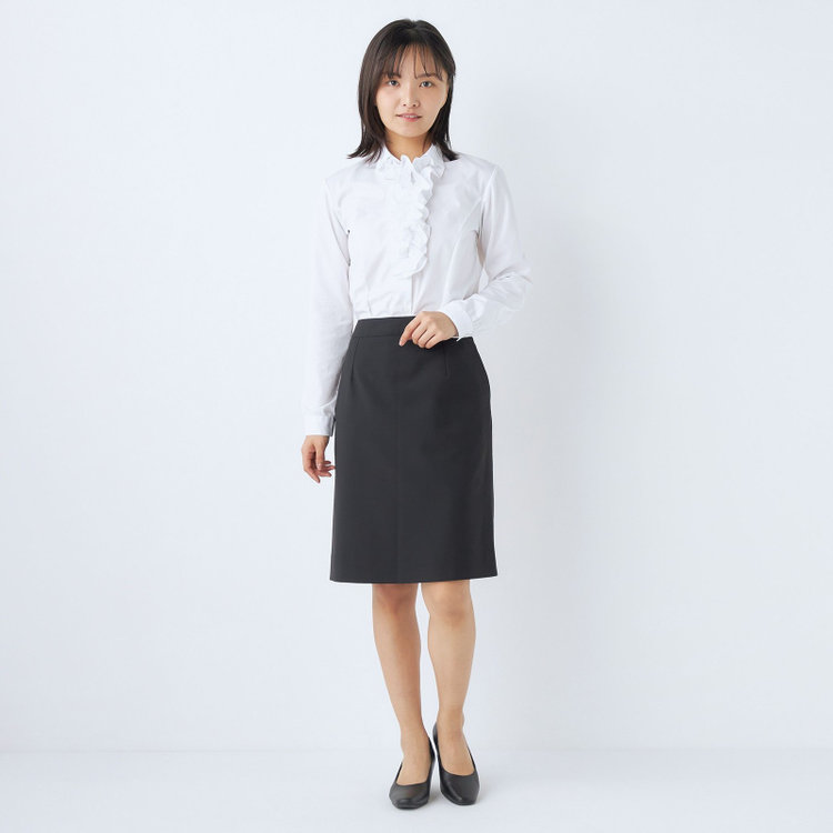 ブラックライン 【SUIT SELECT×Samantha Thavasa】【年間】バックフレアセミタイトスカート/究極のブラック/4S/マシンウォシャブル 黒