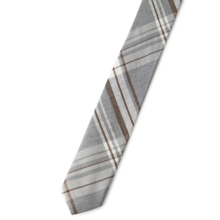 シルバーライン 【SILVER LINE】コットンチェックネクタイ 8.0cm幅/グレー その他