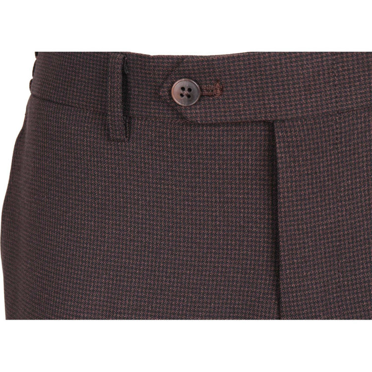 スーツセレクト 【SLIM TAPERED】【秋冬】4S 0タックテーパードパンツ/ブラウン＆ブラック×ハウンドトゥース/ウエストシャーリング/ウォッシャブル ブラウン系(茶)