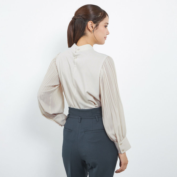 シルバーライン 【SL/長袖】ギャザーハイネックプルオーバー/ベージュ/「ウォッシャブル」「ストレッチ」「防シワ」「UV加工」「静電気防止」 茶淡色