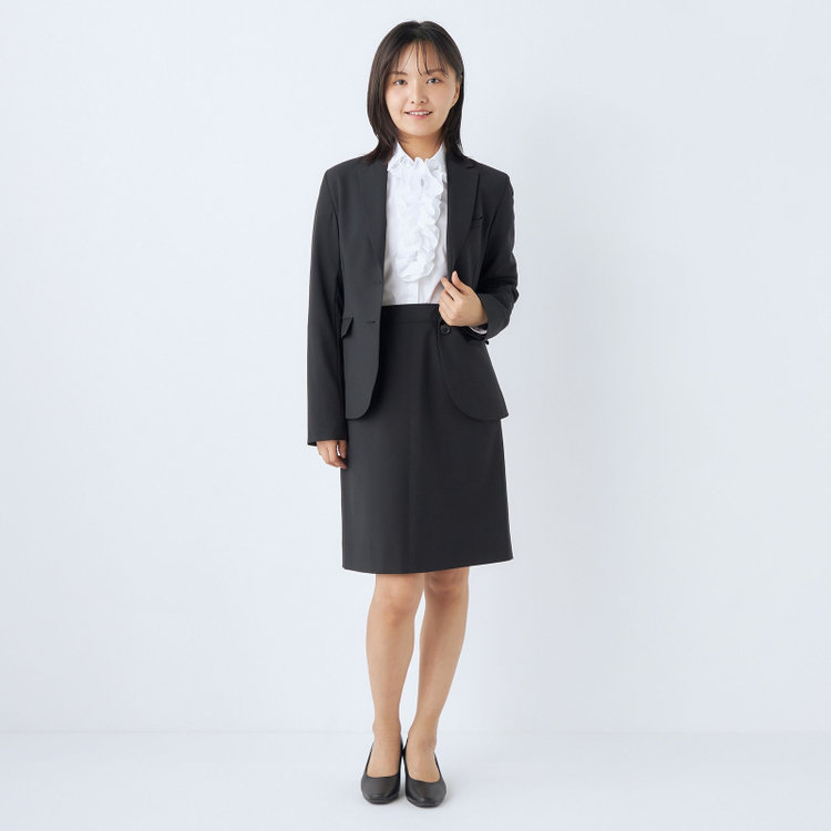 ブラックライン 【SUIT SELECT×Samantha Thavasa】【年間】バックフレアセミタイトスカート/究極のブラック/4S/マシンウォシャブル 黒