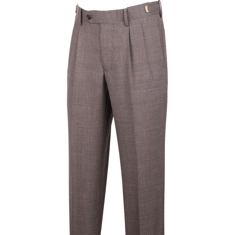 スーツセレクト 【WEB限定/OUTLET】【CLASSICO TAPERED】【春夏】3釦段返りシングルスーツ 2タック/ブラウン×プレイド/パッチポケット＆サイドAJ/NEW ZEALAND WOOL MIX ブラウン系(茶)