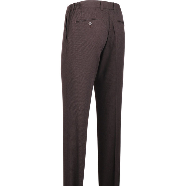 スーツセレクト 【SLIM TAPERED】【秋冬】4S 0タックテーパードパンツ/ブラウン＆ブラック×ハウンドトゥース/ウエストシャーリング/ウォッシャブル ブラウン系(茶)