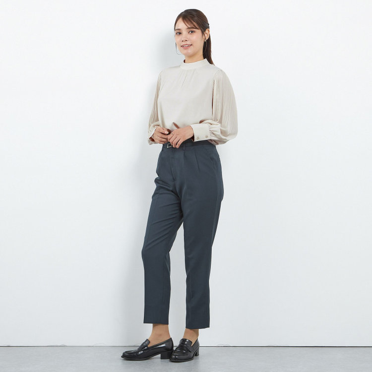 シルバーライン 【SL/長袖】ギャザーハイネックプルオーバー/ベージュ/「ウォッシャブル」「ストレッチ」「防シワ」「UV加工」「静電気防止」 茶淡色