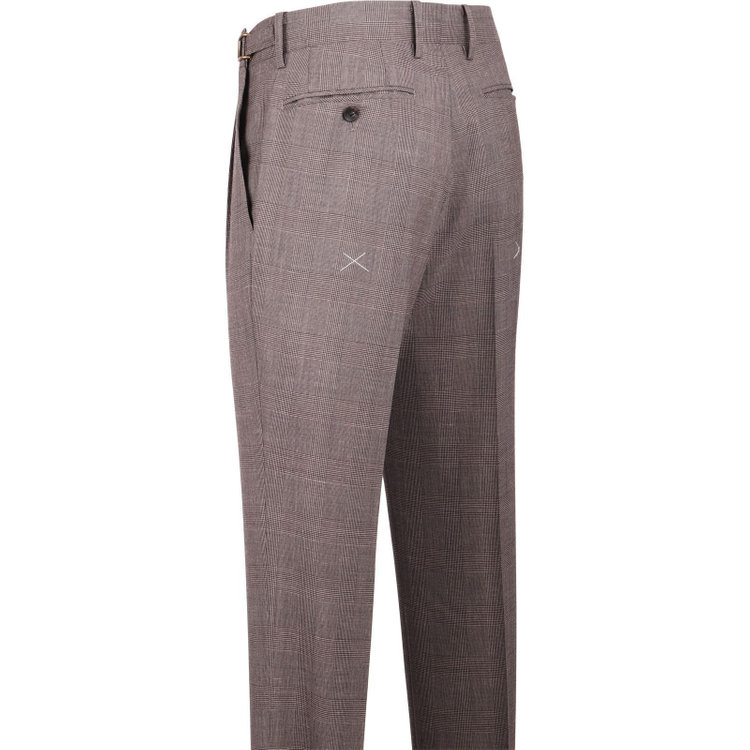 スーツセレクト 【WEB限定/OUTLET】【CLASSICO TAPERED】【春夏】3釦段返りシングルスーツ 2タック/ブラウン×プレイド/パッチポケット＆サイドAJ/NEW ZEALAND WOOL MIX ブラウン系(茶)