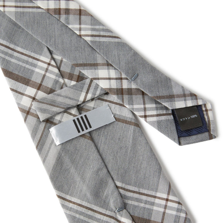 シルバーライン 【SILVER LINE】コットンチェックネクタイ 8.0cm幅/グレー その他