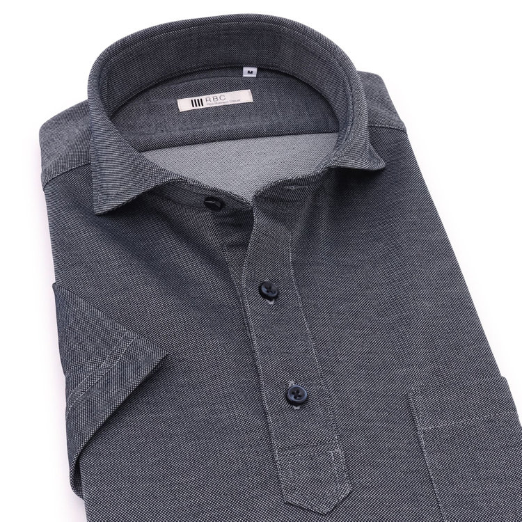 シルバーライン 【RBC/五分袖】カッタウェイビズポロシャツ プルオーバータイプ/ネイビーグレー/4S コットンブレンド 青濃色