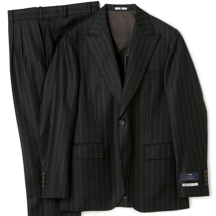 CLASSICO TAPERED】【秋冬】ピークドラペル2釦スーツ 2タック/ブラック