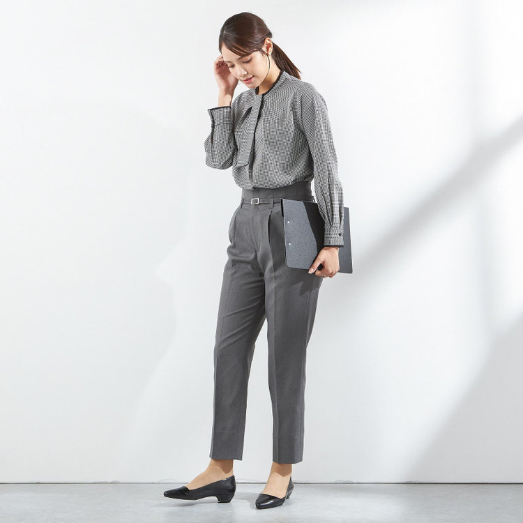 シルバーライン 【SL/長袖】ボウタイ取り外し2WAYプルオーバー/ブラック＆ホワイト×ハウンドトゥース/「ウォッシャブル」「ストレッチ」「防シワ」「UV加工」「静電気防止」 その他