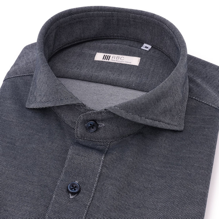 シルバーライン 【RBC/五分袖】カッタウェイビズポロシャツ プルオーバータイプ/ネイビーグレー/4S コットンブレンド 青濃色