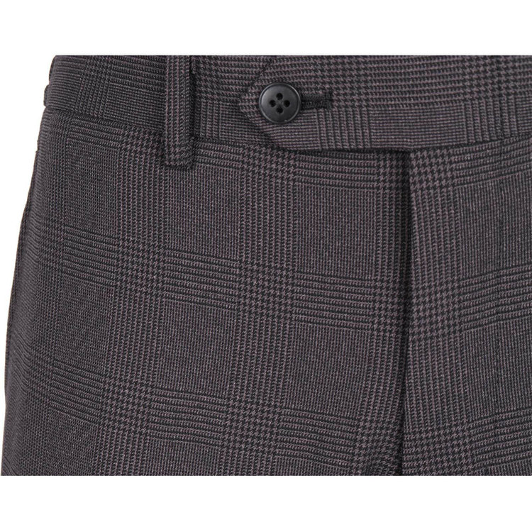 スーツセレクト 【SLIM TAPERED】【秋冬】0タックテーパードパンツ/グレー×グレンチェック/ウエストシャーリング/ウォッシャブル/4S SUSTAINABILITY&ECOLOGY FABRIC グレー系(灰)