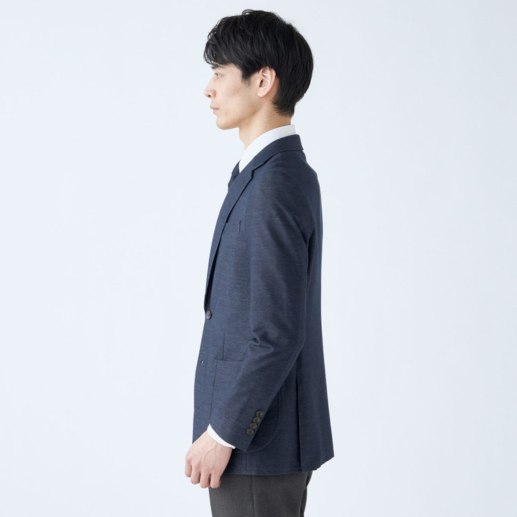 シルバーライン 【発送在庫あり】【CLASSICO TAPERED】【年間】コットンブレンド2釦ジャケット/ネイビー×ソフトデニム/パッチポケット 紺中間