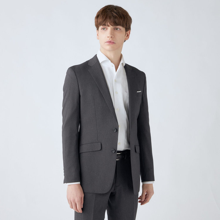 ブラックライン 【SLIM TAPERED_2】【年間】2釦シングルスーツ 0タック/グレー/ウエストシャーリング/4S/※パンツ裾上げ済仕様 グレー濃色