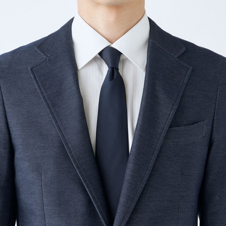 シルバーライン 【発送在庫あり】【CLASSICO TAPERED】【年間】コットンブレンド2釦ジャケット/ネイビー×ソフトデニム/パッチポケット 紺中間